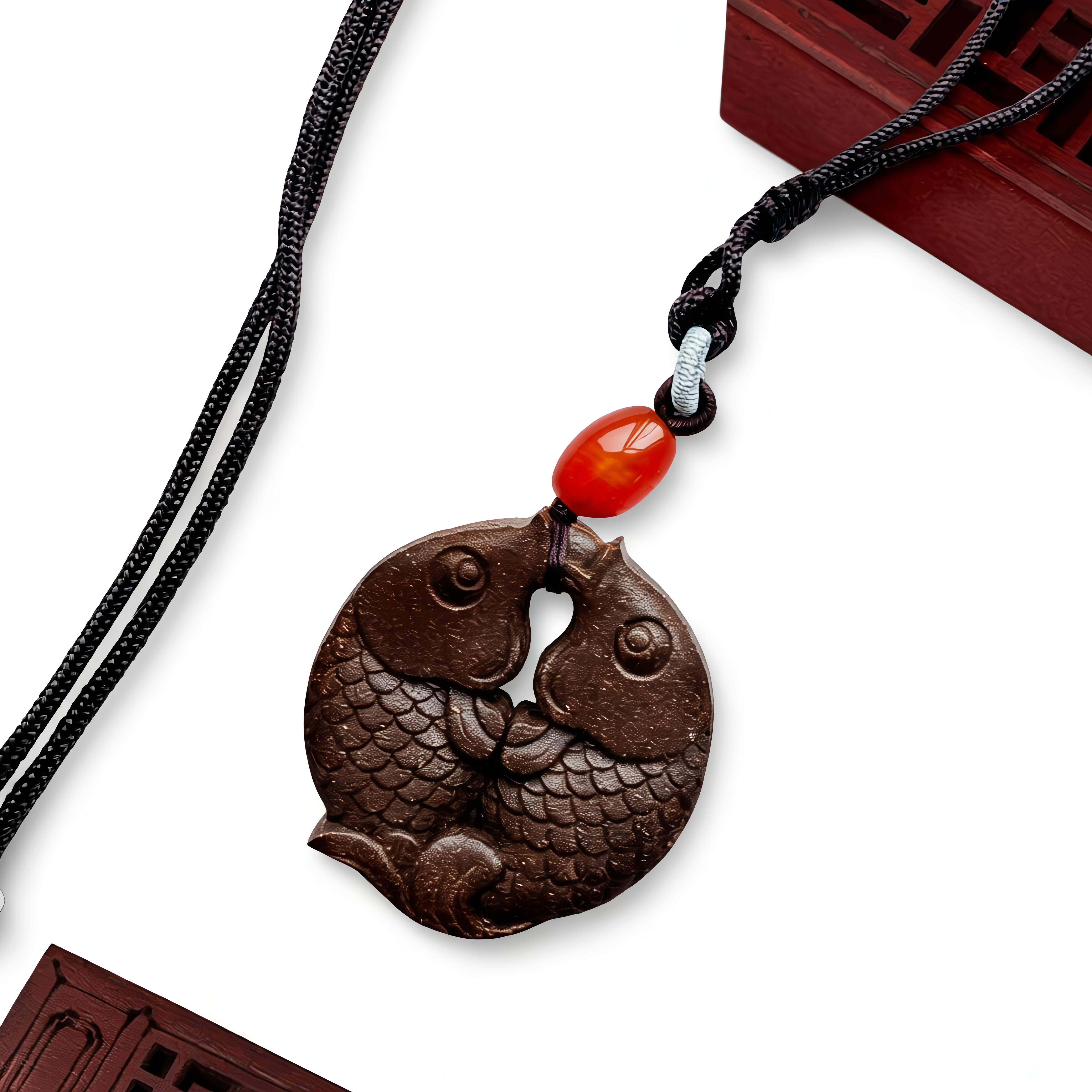 AromaMandala Pisces He Xiang incense tablet, hand-blended Chinese herbal incense talisman with dual fish motif, gently fragrant, AntChain verified provenance