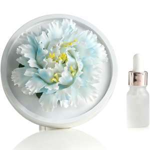 AromaMandala herbal peony porcelain diffuser, hand-sculpted Dehua blanc de chine, non-fire aromatherapy with ancient herbal scent, AntChain verified provenance