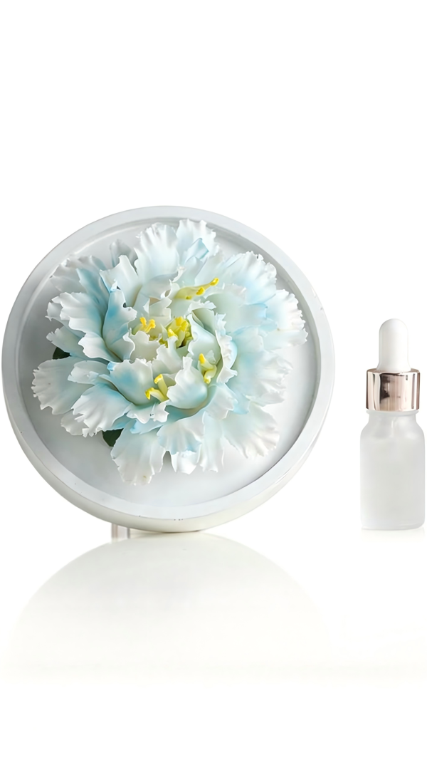 AromaMandala herbal peony porcelain diffuser, hand-sculpted Dehua blanc de chine, non-fire aromatherapy with ancient herbal scent, AntChain verified provenance