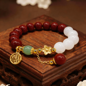 AromaMandala Red Agate wish bead bracelet, hand-crafted crystal He Xiang beads with red agate, ancient medicinal scent, AntChain verified provenance