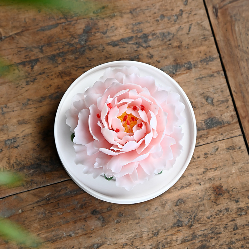 AromaMandala herbal peony porcelain diffuser, hand-sculpted Dehua blanc de chine, non-fire aromatherapy with ancient herbal scent, AntChain verified provenance